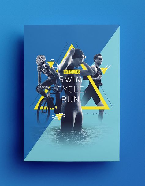 Triathlon Show: London 2016 — Victory Over All — Graphic Design Event Graphic Design Inspiration, Swimming Graphic Design, Swimming Poster Design, Triathlon Logo Design, Sport Event Poster Design, Sport Poster Design Graphics, Triathlon Illustration, Sport Design Graphic, Sports Graphic Design Inspiration