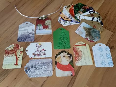 11 Sweet Ways to Reuse Old Christmas Cards | Hometalk Old Christmas Cards, Recycle Christmas Cards, Hello Gift, Garden Diy Ideas, Recycled Cards, Old Cards, Snowflake Cards, Storing Craft Supplies, Christmas Card Crafts