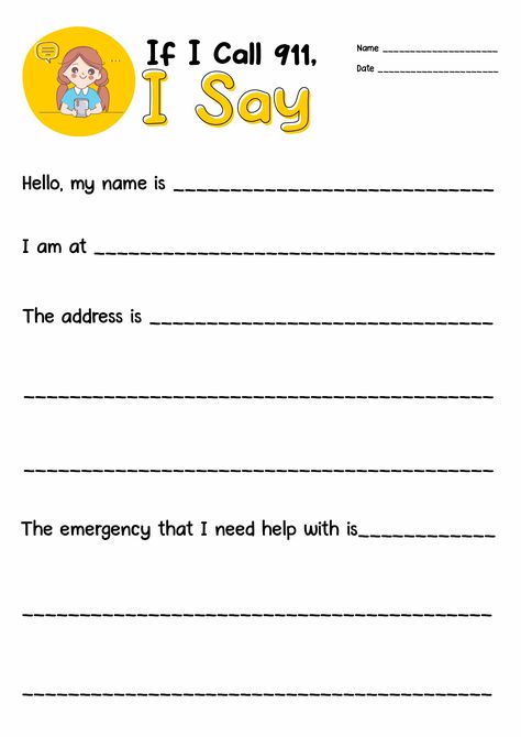 Emergency Numbers For Kids, Emergency Worksheet, Safety At Home For Kids Worksheets, Safety Worksheets For Preschool, Safety Worksheets For Kids, Safety Games For Kids, Safety Activities For Kids, Fire Safety Worksheets, Life Skills For Kids