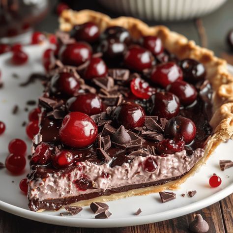 Chocolate Cherry Delight Pie - Recipes, Tasks & Tools Chocolate Strawberry Pie, Chocolate Cherry Tart, Chocolate Cherry Pie, Cherry Pie Filling Recipes, Chocolate Pudding Desserts, Cherry Muffins, Chocolate Deserts, Cookie Shop, Cherry Delight