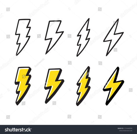 Cartoon lightning doodle set. Hand drawn thunder bolts, black line art and color. Vector illustration collection, isolated on white background. #Ad , #Ad, #thunder#drawn#black#bolts Lightning Doodle, Lightning Art, Black Line Art, Brochure Cover, Black Line, Color Vector, Line Tattoos, Technology Logo, Hand Embroidery Designs