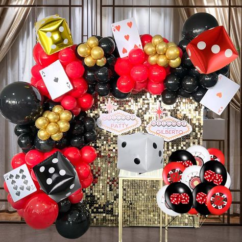 PRICES MAY VARY. 【Casino Theme Balloons】This casino theme party decorations set contains 88pcs red and black balloons+ 29pcs Gold and white balloons + 4pcs large foil balloons, enough for 12-16 feet black and gold balloon arch, perfect for casino theme birthday party, make your party unforgettable. 【Perfect for】This extensive Las Vegas party decoration kit can be used for casino nights, casino party decorations, Las Vegas party, poker events, casino birthday parties, adult party decorations, bla Las Vegas Party Decorations, Casino Prom, Hollywood Theme Party Decorations, Birthday Las Vegas, Vegas Theme Party, Adult Party Decorations, Birthday Party Decorations For Adults, Vendor Table, Balloon Stand