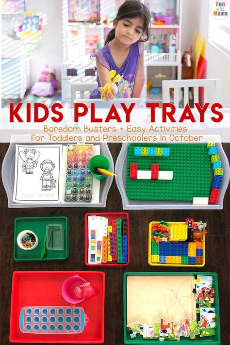 Kids Play Trays Montessori tray ideas for toddlers, preschool, 4 year old with a fun water transfer activity Preschool Tray Activities, Kindergarten Stations, Preschool Tables, Learning Kindergarten, Montessori Trays, Play Activity, Preschool Homeschool, Preschool Projects, Classroom Centers