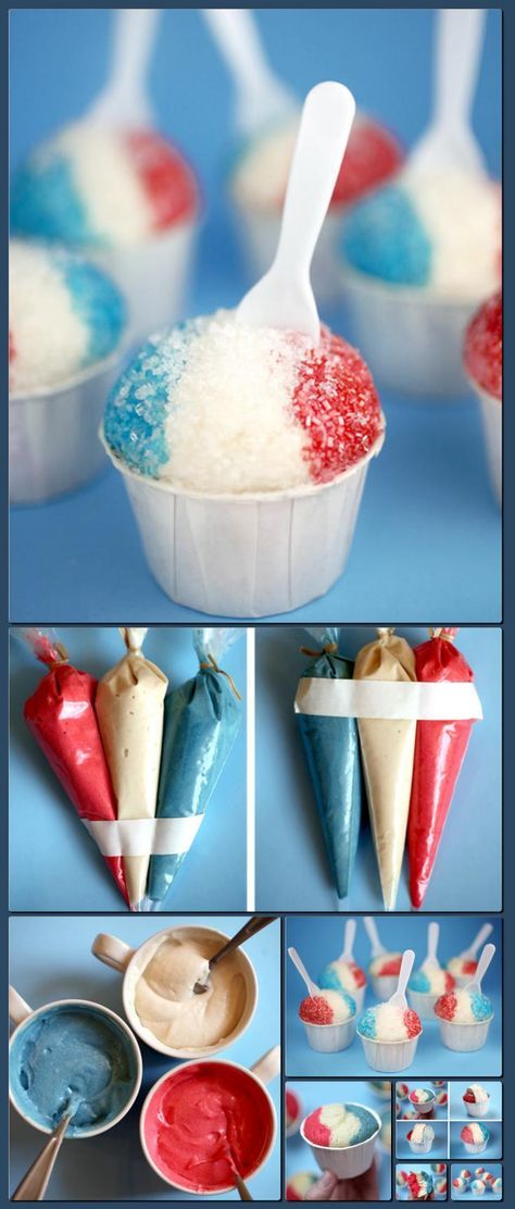 Snow Cones « bakerella.com [Collage made with one click using http://pagecollage.com] #pagecollage Snow Cone Cupcakes, Creative Treats, Baked Recipe, Cone Cupcakes, Cap Cake, Cupcake Cones, 4th Of July Desserts, Snow Cone, Dessert Toppings