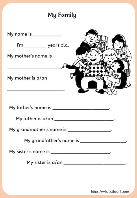 This is a worksheet on the concept of “My Family”.  The kids need to write about their name and details about their family.  It is a simple and informal worksheet that can encourage kids to know about their family, This Is That Is Worksheet, Family English Worksheet, Members Of The Family Worksheet For Kids, This Or That Worksheet For Kids, All About My Family Worksheet, Family Words Worksheets For Kids, About My Family Worksheet, Family Vocabulary English, Family Members Worksheet For Kids