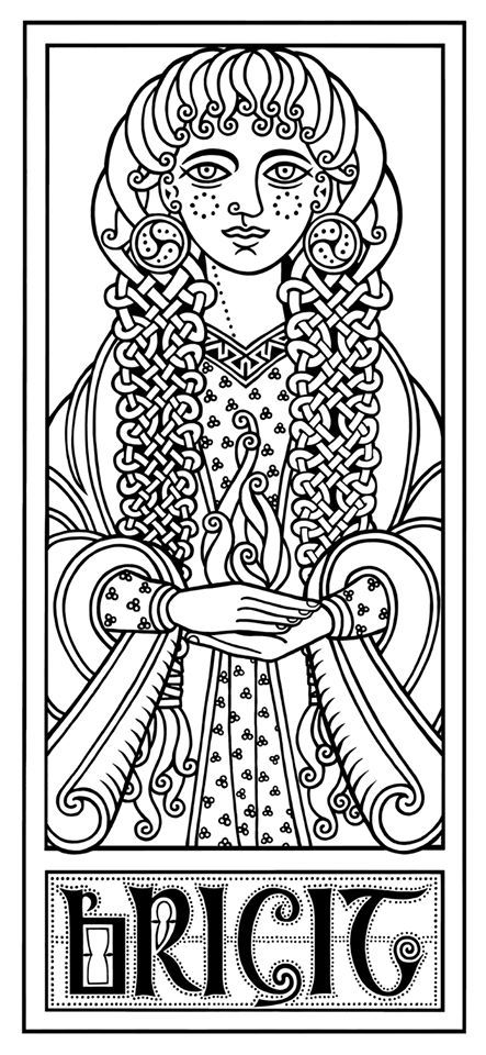 Artist Brigid Imbolc Coloring Pages, Brigid Goddess Art, Brigid Symbols, Brigid Tattoo, Brigid Goddess, Celtic Paganism, Goddess Brigid, Celtic Coloring, Deep Images