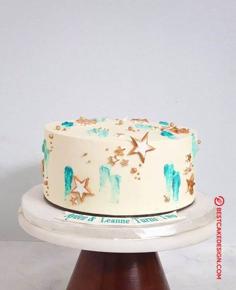 50 Vanilla Cake Design (Cake Idea) - October 2019 Soul Cake, Baby Birthday Cakes, Baby Cakes, Pretty Birthday Cakes, Painted Cakes, Cute Birthday Cakes, Smash Cake, Shower Cake, Cake Decorating Techniques