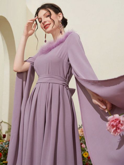 Open Sleeve Dress, Purple Party, Mauve Purple, Open Sleeve, Extra Long Sleeves, Women Long Dresses, Long Dresses, Kids Beachwear, Dress P