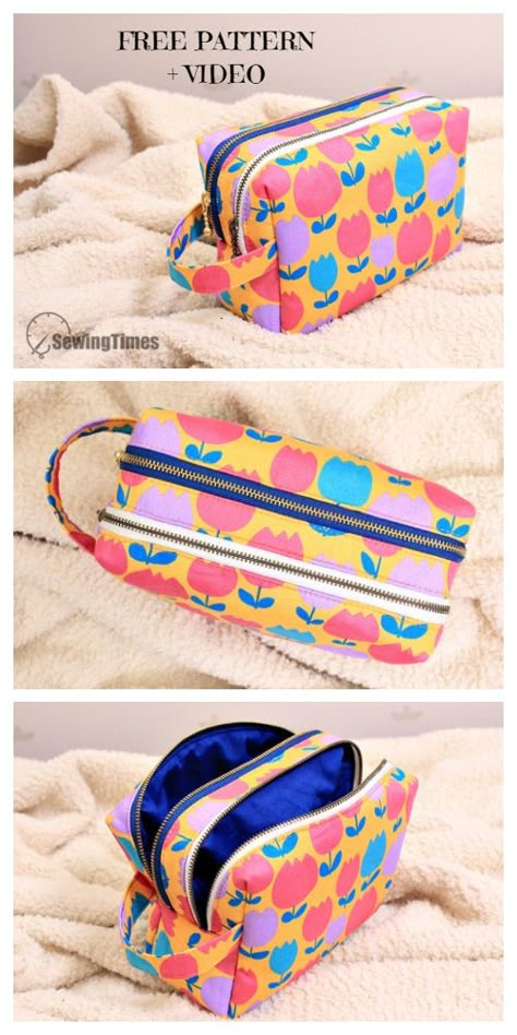 Make Up Bag Patterns, Bag Free Sewing Pattern, Cosmetic Bags Diy, Makeup Bag Pattern, Toiletry Bag Pattern, Cosmetic Bag Pattern, Diy Makeup Bag, Diy Clutch, Zipper Pouch Tutorial