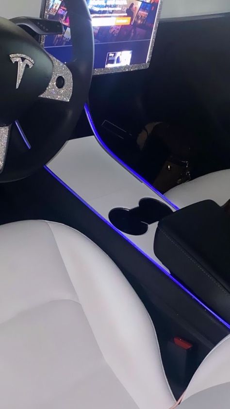 Dream Car Aesthetic Tesla, Tesla Interior Aesthetic, Tesla Car Accessories, Tesla Model Y Aesthetic, Tesla Car Aesthetic, Tesla Interior, Tesla Accessories, Trendy Water Bottles, Desired Reality