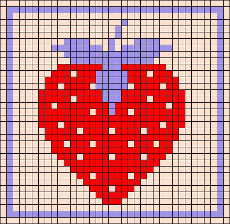 Alpha pattern #132716 | BraceletBook Crochet Intarsia Charts, Crochet Grid Patterns Strawberry, Fruit Tapestry Crochet Pattern, Pixel Chart Pattern, Simple Grid Crochet, Tapstery Crochet Pattern, Strawberry Crochet Graph, Alpha Patterns Strawberry, Simple Grid Pattern Crochet