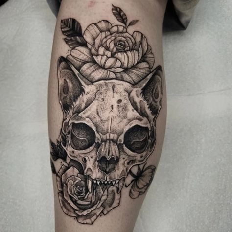 Cat SKULL Done at @shalladoretattoo I had fun with this piece, thanks Bobbi! • • • #londontattoo #londontattoostudio #london #londontattooartist #tattoostudiolondon #tattoo #tattoodesignideas #tattooeastlondon #tattooinspo #tattooinkspiration #tattoodesign #tattooideas #tattooinspiration #ladytattooers #ladytattooersworldwide #uktta #uktattooartis #blackwork #blackwork #fineline #finelinetattoo #fineart #flashworkers #flashtattoo Cat Skull Tattoo, Spooky Stuff, London Tattoo, Cat Skull, Fine Line Tattoos, Animal Skulls, Stippling, Blackwork Tattoo, Cat Tattoo