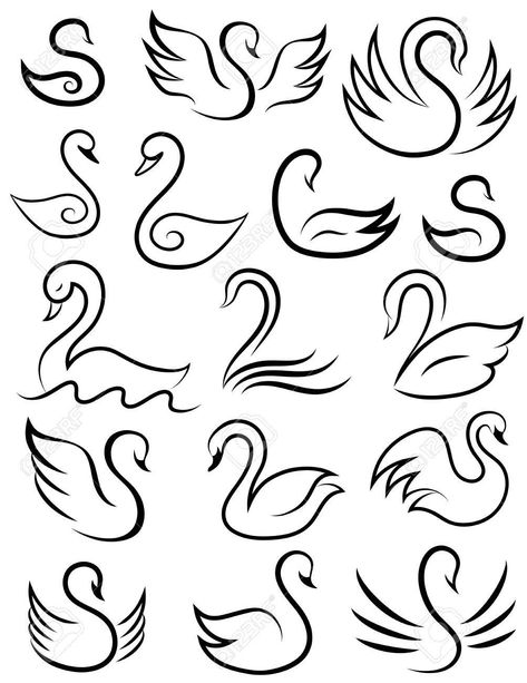 Swan Drawing, Swan Tattoo, Swans Art, Easy Doodles Drawings, Mini Drawings, Simplistic Tattoos, Art Drawings For Kids, Bird Drawings, Simple Doodles