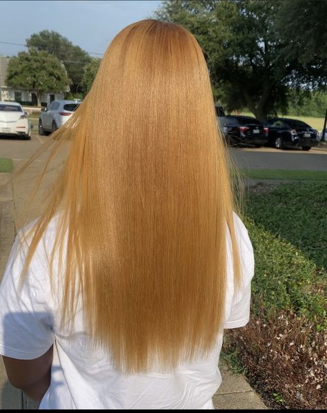 Honey Blonde Hair Silk Press, Honey Blonde Blowout, Honey Blonde Hair Dye On Black Women, Honey Brown Dyed Hair, Honey Blonde Silk Press Natural Hair, Dyed Honey Blonde Hair, Gold Ginger Hair, Honey Blonde Dyed Hair, Light Ginger Hair Black Women