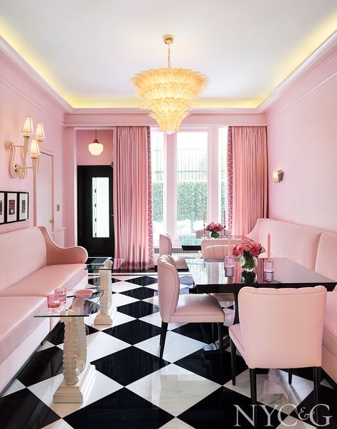 Pink Dining Rooms, Art Deco Living, Miami Art Deco, Art Deco Living Room, Art Deco Interior Design, Interior Kitchen, Deco Furniture, Art Deco Furniture, Estilo Art Deco