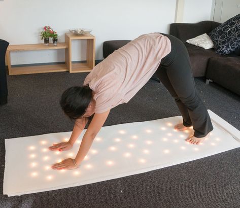 Yi - the interactive yoga mat Motion Mat, Interactive Product Design, Interactive Floor, Yoga Mats, Low Tech Museum Interactives, Yoga Mat Design, Interaction Design, Active Design, Smart Textiles