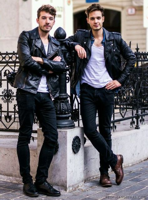 Photo Mens Fashion Blog, Jackets Men Fashion, Rock Punk, Biker Leather, Young Men, Biker Style, 인물 사진, Black Leather Jacket, Fashion Mode