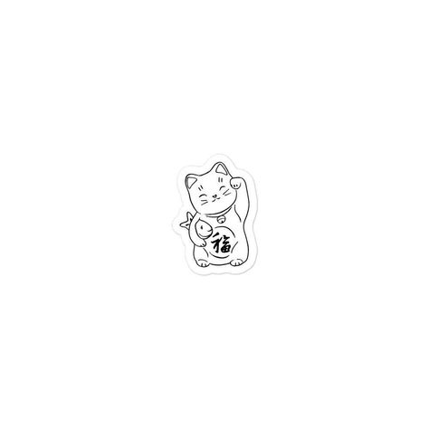 Lucky Cat Kiss-cut Sticker - Perfect for Lapt Cute Lucky Cat Tattoo, Lucky Chinese Cat Tattoo, Lucky Cat Sticker, Good Luck Cat Tattoo, Chinese Cat Tattoo, Fortune Cat Tattoo, Luck Tattoo Ideas, Tattoo Gato, Good Luck Cat