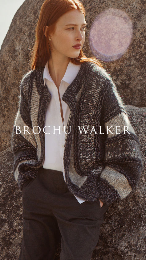 Discover Brochu Walker's newest collection of designer sweaters, combining comfort with elegance, perfect for enhancing any wardrobe. Textured Knitwear, Handknit Cardigan, V Neck Sweaters, Brochu Walker, Fluid Design, Fitted Cardigan, Innovative Fashion, Womens Crewneck, Loungewear Set