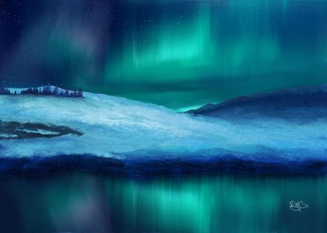 Aura Borealis by Sillybilly60 on DeviantArt Paint Aurora Borealis, Abstract Aurora Borealis, Fantasy Aurora Borealis, Green Aurora Borealis, Digital Art Gallery, Northern Lights (aurora Borealis), Landscape Drawings, Beautiful Sky, Summer Reading