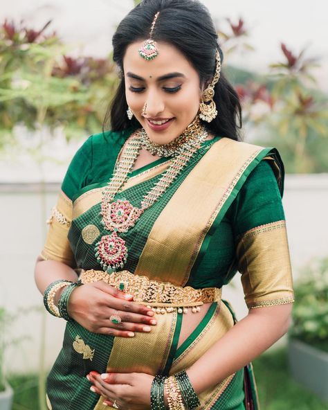 A special occasion calls for special glam pampering 🥰 Soha’s makeup is here to make your special moments even more memorable ✨ Our beautiful mom-to-be for her Seemantham ceremony in our exquisite makeup, hairstyle & saree draping 🧡 • Service - SOHA HD GLAM #SohaGlam #TraditionalGlam 📸 @vaantagephotography Seemantham Hairstyle, Hairstyle Saree, Traditional Glam, Saree Draping, Party Sarees, Makeup Hairstyle, Mom To Be, Special Moments, Special Occasion