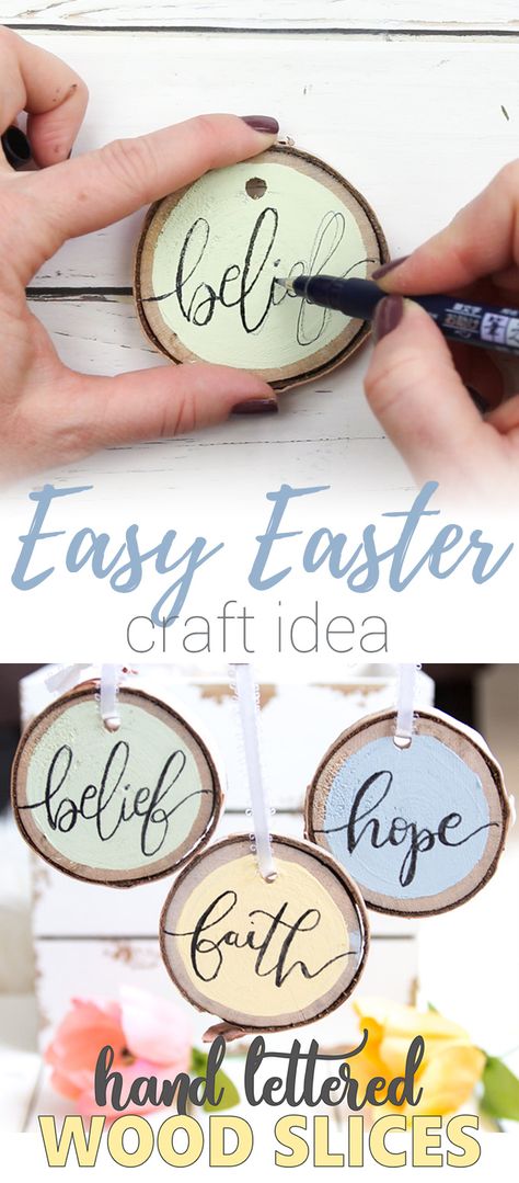 Dollar Store Ideas, Easter Crafts To Make, Easter Tree Diy, Diy Easter Crafts, Diy Osterschmuck, Wood Slice Ornaments, Diy Tree Decor, Easter Tree Ornaments, Easter Wood Crafts