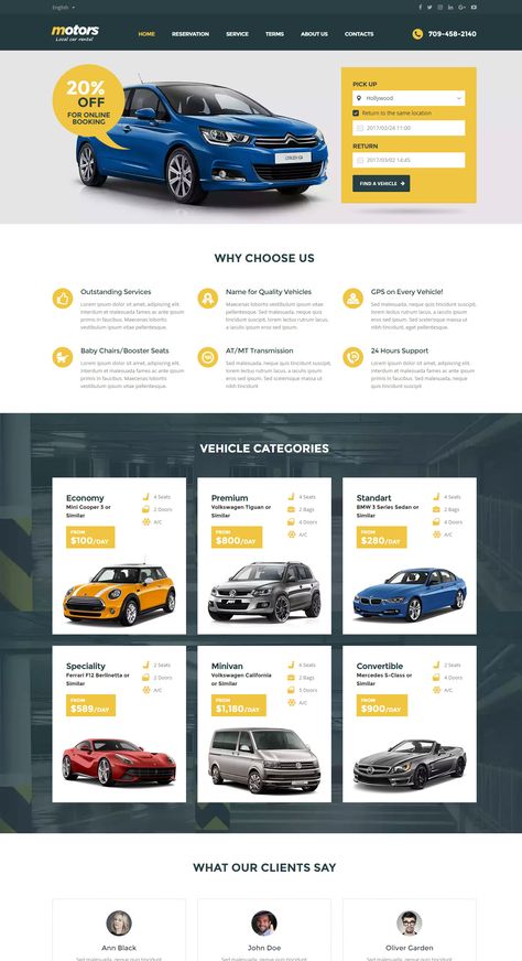 Motors Rent a Car theme |  Created especially for car rental business. Easily add your cars for rent, set the prices, add pickup/return locations, connect your payment method for bookings and start selling.  Let your customers book a car online, so you can easily organize your workload.   Live Preview:http://motors.stylemixthemes.com/rent-a-car Rental Car Website, Web Landing Page Design, Car Rental Website, Web Landing Page, Car Websites, Auto Service Center, Rent Car, Booking Website, Car Rental Company