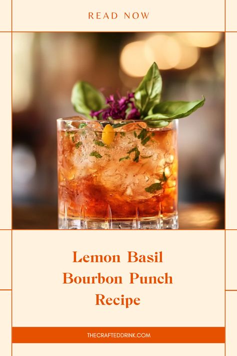 Create a refreshing Lemon Basil Bourbon Punch for parties, combining lemon, basil, and bourbon for a unique tall drink served in a pitcher. This image showcases the vibrant drink ready to impress your friends. Bourbon Punch Recipes For A Crowd, Punch Recipes For A Crowd, Bourbon Punch, Fruit Tartlets, Party Punches, Recipes For A Crowd, Punch Recipe, Crowd Pleasing Recipes, Lemon Basil