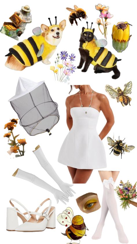 Pet owner costume, beekeeper & bees, Halloween Pet Owner Costumes, Pet And Owner Costumes, Pet And Owner, Bee Costume, Pet Owner, Bee Keeping, Pet Owners, Bee, Pet