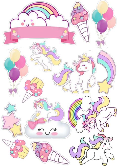 Topper Cake Printable, Unicorn Number Cake, Happy Birthday Unicorn, Printable Unicorn Birthday, Printable Cake Topper, Unicorn Topper, Pink Cake Toppers, Diy Cake Topper Birthday, Unicorn Cupcakes Toppers