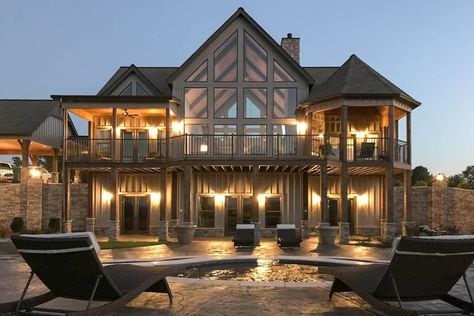 4-Bedroom Single-Story Exclusive Mountain Home with Open Living Space Lakehouse Plans, Mountain Home Ideas, Double House, Timber Frame House, Lake Houses Exterior, Rustic House Plans, Houses Exterior, House Exterior Ideas, River Cabin