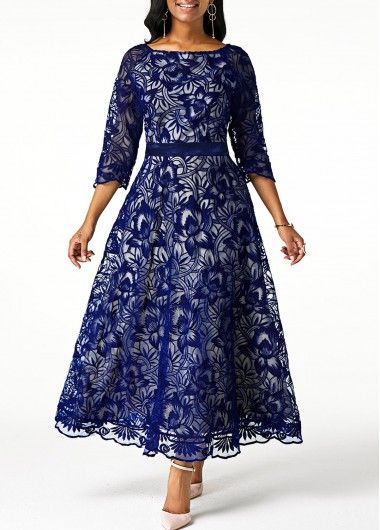 Gaun Koktail, Navy Blue Lace Dress, Lace Dress Styles, Fashion Dresses Online, Dress Navy Blue, Lace Blue Dress, Patchwork Dress, African Fashion Dresses, African Dress