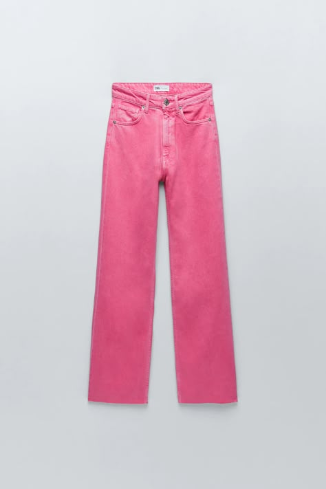 Zara Jeans Colorful, Zara Colored Jeans, Preppy Zara Jeans, Preppy Pants, Coloured Jeans, Jeans Rosa, Preppy Tops, What Should I Wear Today, Flair Jeans