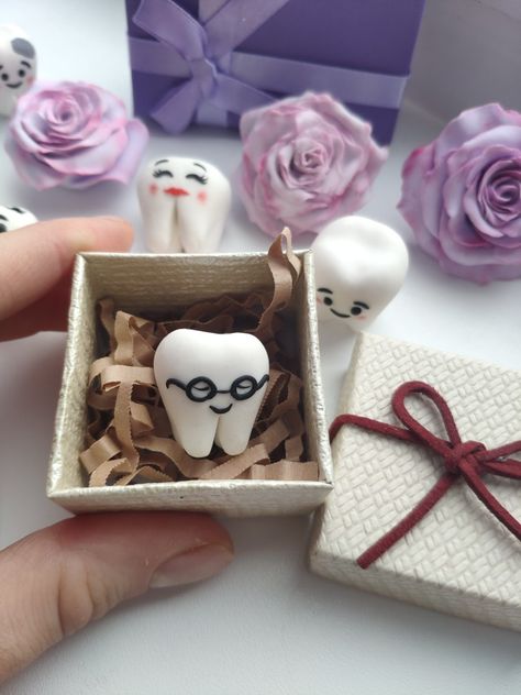 https://etsy.me/2U73Cnj Dental Crafts, Clay Tooth, Dental Accessories, Polymer Clay Projects Diy, Dentist Cake, Dentist Ideas, Gift For Dentist, Dental Assistant Gifts, Dental Gifts