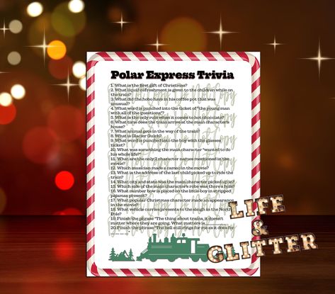 Excited to share the latest addition to my #etsy shop: #PolarExpress Trivia #Christmas Movie Trivia Game #family game night ugly sweater holiday party christmas decorations #holidayparty game https://etsy.me/3MBasej #christmasdecor #christmasmovies Polar Express Games, Polar Express Christmas Party, Party Christmas Decorations, Movie Trivia Games, Christmas Movie Trivia, Holiday Party Game, Lisa Thomas, Polar Express Party, Movie Trivia