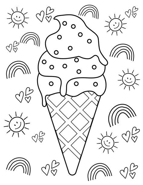 Daycare Coloring Sheets, Colouring Pages For Adults Printable Free Easy, Cute Summer Coloring Pages, Coloring Pages Summer, Summer Coloring Sheets, Coloring Paper, Summer Arts And Crafts, Beach Coloring Pages, Camping Summer