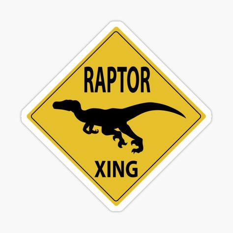 Dinosaurs Stickers, Funny Dinosaur, Crossing Sign, Velociraptor Dinosaur, Rosé Birthday, Dinosaur Stickers, Jurassic World Dinosaurs, Warning Sign, Small Magnets