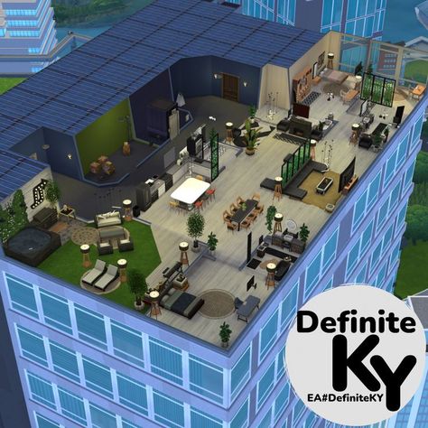 City living at 1010 Alto Apartments. Download from Patreon or EA gallery #DefiniteKY. Sims City Living, Sims 4 Skills, Sims 4 Loft, House Sims 4, City Living Apartment, Sims 4 City Living, Sims Freeplay Houses, San Myshuno, Sims 4 House Plans