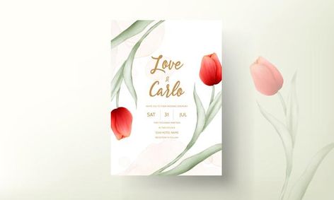 Modern wedding invitation card with beau... | Free Vector #Freepik #freevector #flower #frame #wedding #watercolor Spring Sale Banner, Hands Holding Flowers, Wedding Flowers Tulips, Tulip Wedding, Happy Mother's Day Greetings, Wedding Watercolor, Flower Flat, Modern Wedding Invitation, Wedding Invitation Card Template