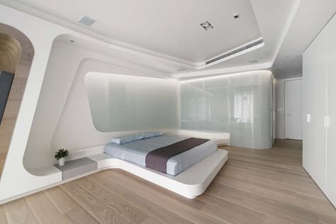 Futuristic Bedroom, Futuristic House, Ceilings Design, Bedroom False Ceiling, Bedroom False Ceiling Design, Bedroom Interiors, Ceiling Design Bedroom, Futuristic Interior, Luxury Bedroom Master