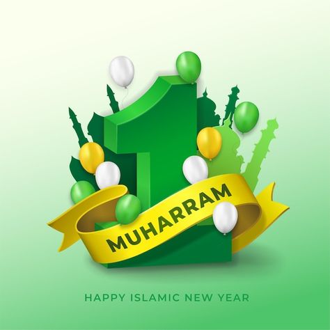 Happy muharram islamic new year 3d illus... | Premium Vector #Freepik #vector #hijri #hijri-year #eid-3d #islamic-3d Happy Muharram Islamic New Year, Hijri New Year, Hijri Year, Happy Islamic New Year, Happy Muharram, Islamic New Year, Eid Al Fitr, Background Banner, Eid Mubarak