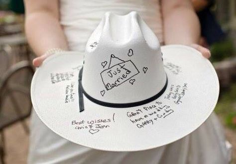 cowboy hat guest book Country Western Wedding, Cowgirl Wedding, Cowgirl Magazine, Cowboy Wedding, Gettin Hitched, Cowboy Party, Marrying My Best Friend, Rustic Country Wedding, Western Wedding