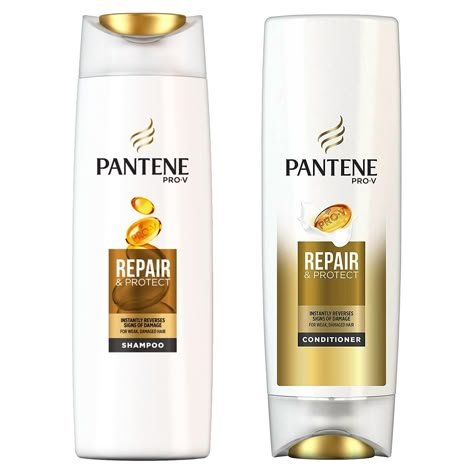 Pantene Pro-V Repair & Protect Shampoo and conditioner instantly reverses signs of damage. The Pantene Shampoo and conditioner fuels hair with Pro-V nutrients and helps to lock in moisture deep down, working with your hair to leave it healthy looking and shiny. Helps restore hair's strength against styling damage and prevents the formation of split ends. Pantene Hair Oil, Pantene Dry Shampoo, Pantene Shampoo And Conditioner, Pantene Volume And Body Shampoo, Pantene Conditioner, Shampoo Pantene, Pantene Shampoo, Conditioner Curly Hair, Pantene Pro V