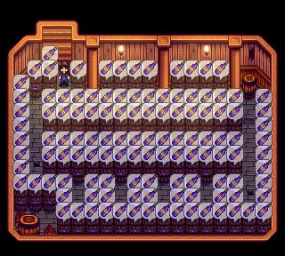 Ancient Fruit Wine, Wine, Stardew Valley, Interior Design Cellar Layout Stardew, Wine Cellar Stardew Valley, Cellar Stardew Valley, Cask Layout Stardew, Stardew Wine Cellar, Stardew Valley Wine, Stardew Valley Wine Guide, Stardew Wine Shed, Stardew Valley Cellar Layout