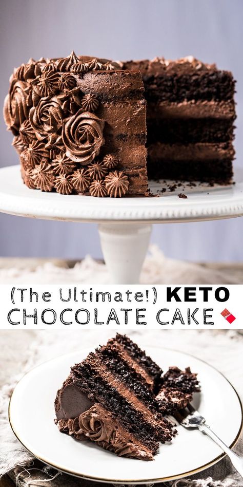 Ultimate Chocolate Cake, Dessert Oreo, Keto Chocolate Cake, Desserts Keto, Bolo Fit, Postre Keto, Keto Friendly Desserts, Keto Cake, Keto Brownies