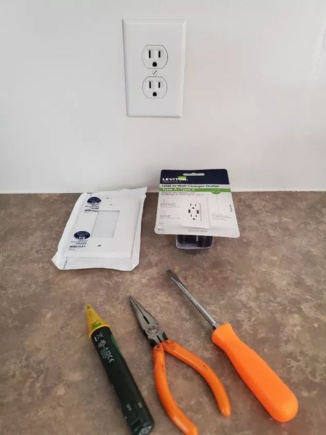 I have been wanting to upgrade some of the outlets in my home to a USB charging outlet for a while. The convenience of not having to find a charging block and cord sounds amazing. Yes, you still need a cord, but it just seems more convenient to plug straight into the outlet. I talked my hubby into adding one in the kitchen. Note- My husband is a skilled tradesman who knows how to work on electrical. Only attempt this if you feel comfortable doing so. Material List: USB Charger Outle… Medicine Pic Snapchat, Broken Iphone Screen, Fake Documents, Store Shelves Design, Iphone Screen Repair, Hospital Admit Hand Pics, Iphone Storage, Handy Woman, Apple Gift Card