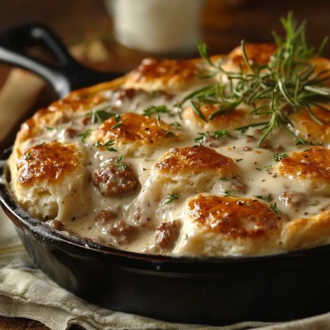 Sausage, Gravy, and Biscuit Pie – PHUIIS BLOG Breakfast Ideas Biscuits And Gravy, Elevated Biscuits And Gravy, Sausage Biscuits And Gravy Casserole, Biscuits And Gravy Breakfast Casserole, Biscuit Pie, Sourdough Biscuits, Sausage Gravy And Biscuits, Biscuits And Gravy Casserole, Biscuits Casserole