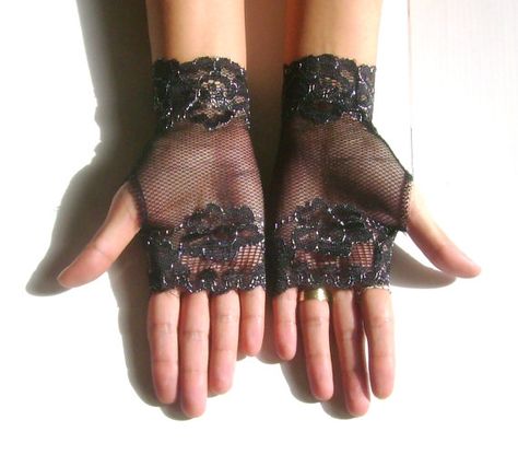 Black lace gloves bridal gloves lace gloves by GlovesByJana Lace Gloves Black, Lace Gloves Fingerless, Fingerless Gloves Black, Black Lace Gloves, Gloves Lace, Gloves Fingerless, Bridal Gloves, Gloves Black, Lace Gloves