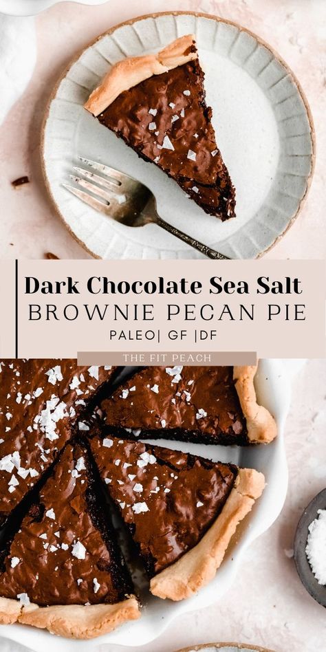 Brownie Pecan Pie, Gluten Free Pecan Pie, Gluten Free Chocolate Brownies, Pie Pecan, Gluten Free Pecan, Dark Chocolate Sea Salt, Brownie Pie, Peach Recipes, Pie Pops