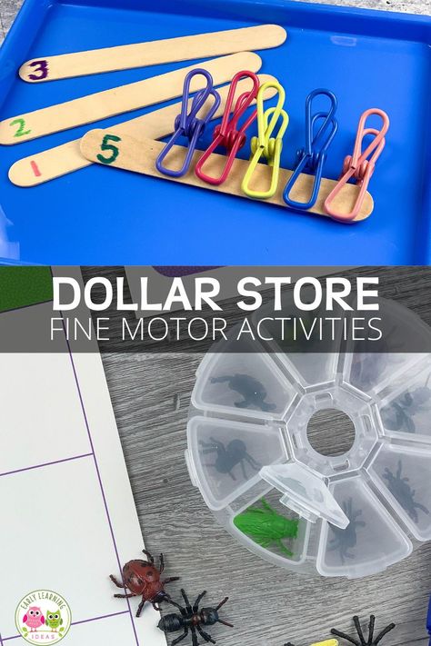 Fine Motor Activities For First Grade, Preschool Dollar Store Ideas, Pre K Occupational Therapy Activities, Math Fine Motor Activities, Fine Motor Activities For Sped, Fine Motor Skills Activities First Grade, Easy Preschool Center Ideas, Life Skill Activity For Kindergarten, Fine Motor Bins For Preschool